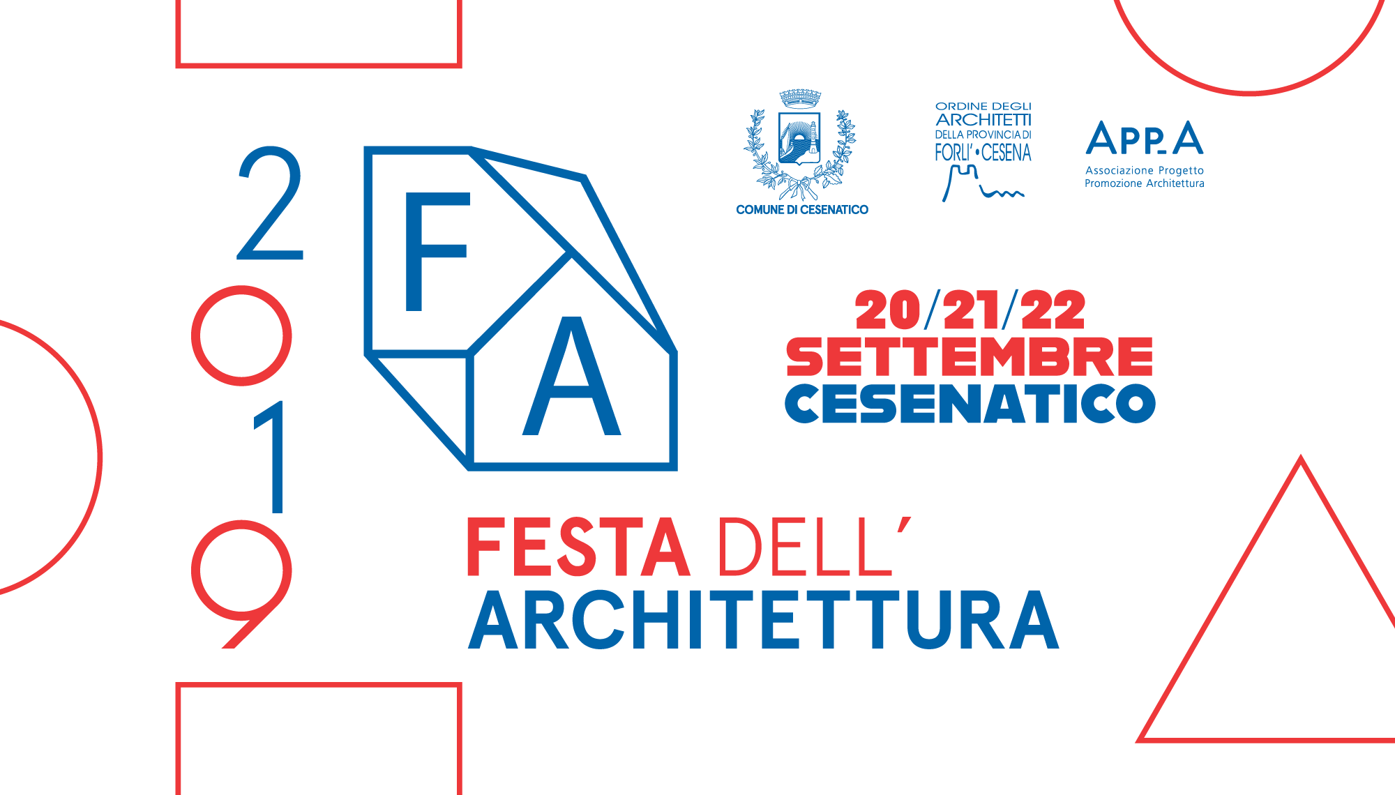 composizione grafica e informazioni festa dell'architettura 2019